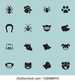 Set Of 16 Editable Animal Icons. Includes Symbols Such As Forepaw, Sow, Beast And More. Can Be Used For Web, Mobile, UI And Infographic Design.