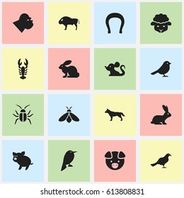Set Of 16 Editable Animal Icons. Includes Symbols Such As Rat, Swine, Honey And More. Can Be Used For Web, Mobile, UI And Infographic Design.