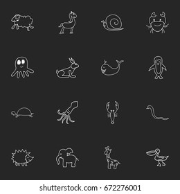 Set Of 16 Editable Animal Icons. Includes Symbols Such As Serpent, Ewe, Cancer And More. Can Be Used For Web, Mobile, UI And Infographic Design.