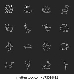 Set Of 16 Editable Animal Icons. Includes Symbols Such As Lobster, Cachalot, Rabbit And More. Can Be Used For Web, Mobile, UI And Infographic Design.