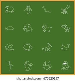 Set Of 16 Editable Animal Icons. Includes Symbols Such As Rat, Tentacle, Cancer And More. Can Be Used For Web, Mobile, UI And Infographic Design.