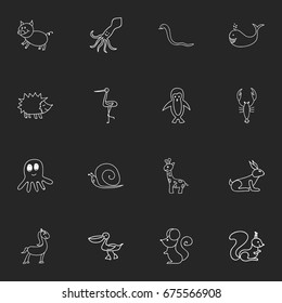 Set Of 16 Editable Animal Icons. Includes Symbols Such As Swine, Chipmunk, Tall Animal And More. Can Be Used For Web, Mobile, UI And Infographic Design.