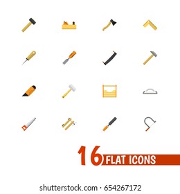 Set Of 16 Editable Apparatus Icons. Includes Symbols Such As Knife, Rasp, Malleus And More. Can Be Used For Web, Mobile, UI And Infographic Design.