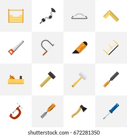 Set Of 16 Editable Apparatus Icons. Includes Symbols Such As Meter, Knife, Instruments And More. Can Be Used For Web, Mobile, UI And Infographic Design.