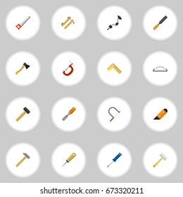 Set Of 16 Editable Apparatus Icons. Includes Symbols Such As Rasp, Clinch, Bodkin And More. Can Be Used For Web, Mobile, UI And Infographic Design.