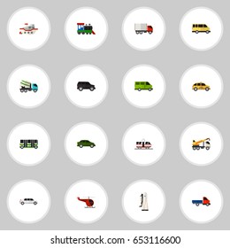 Set Of 16 Editable Automobile Icons. Includes Symbols Such As Wagon, Hatchback, Hoisting Machine And More. Can Be Used For Web, Mobile, UI And Infographic Design.