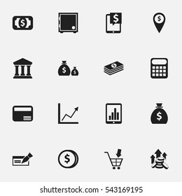 Set Of 16 Editable Banking Icons. Includes Symbols Such As Banknote, Coins Raise, Specie And More. Can Be Used For Web, Mobile, UI And Infographic Design.