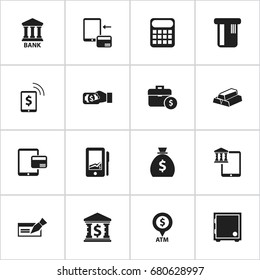 Set Of 16 Editable Banking Icons. Includes Symbols Such As Freelance Income, Pay And More. Can Be Used For Web, Mobile, UI And Infographic Design.