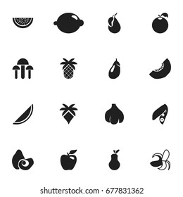 Set Of 16 Editable Berry Icons. Includes Symbols Such As Papaya, Citrus, Honeycrisp And More. Can Be Used For Web, Mobile, UI And Infographic Design.