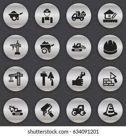 Set Of 16 Editable Building Icons. Includes Symbols Such As Home Scheduling, Camion , Handcart. Can Be Used For Web, Mobile, UI And Infographic Design.