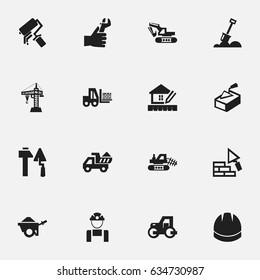 Set Of 16 Editable Building Icons. Includes Symbols Such As Home Scheduling, Facing, Oar And More. Can Be Used For Web, Mobile, UI And Infographic Design.
