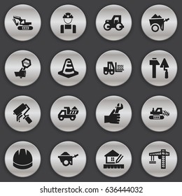 Set Of 16 Editable Building Icons. Includes Symbols Such As Mule, Caterpillar, Endurance And More. Can Be Used For Web, Mobile, UI And Infographic Design.