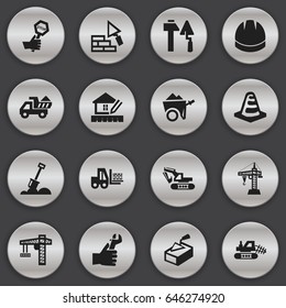 Set Of 16 Editable Building Icons. Includes Symbols Such As Endurance, Truck, Oar And More. Can Be Used For Web, Mobile, UI And Infographic Design.
