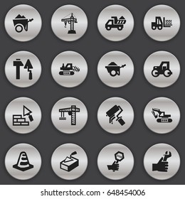 Set Of 16 Editable Building Icons. Includes Symbols Such As Spatula, Camion, Caterpillar And More. Can Be Used For Web, Mobile, UI And Infographic Design.