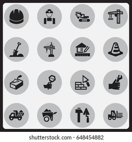 Set Of 16 Editable Building Icons. Includes Symbols Such As Endurance, Notice Object, Spatula And More. Can Be Used For Web, Mobile, UI And Infographic Design.