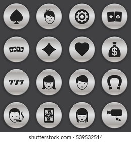 Set Of 16 Editable Business Icons. Includes Symbols Such As Card Pair, Card Suits, Female Face And More. Can Be Used For Web, Mobile, UI And Infographic Design.