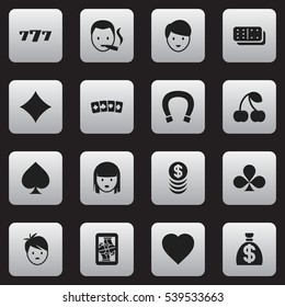 Set Of 16 Editable Business Icons. Includes Symbols Such As Boy, Love, Card Suits And More. Can Be Used For Web, Mobile, UI And Infographic Design.