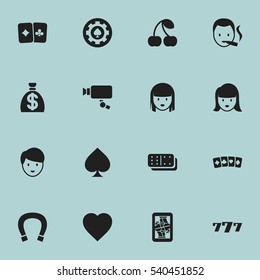 Set Of 16 Editable Business Icons. Includes Symbols Such As Luck Charm, Moneybag, Female Face And More. Can Be Used For Web, Mobile, UI And Infographic Design.