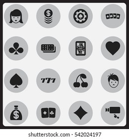 Set Of 16 Editable Business Icons. Includes Symbols Such As Stacked Money, Card Pair, Woman Face And More. Can Be Used For Web, Mobile, UI And Infographic Design.