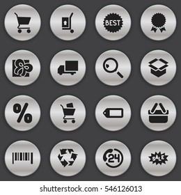 Set Of 16 Editable Business Icons. Includes Symbols Such As Label, Shopping Bag, Shopping Case And More. Can Be Used For Web, Mobile, UI And Infographic Design.