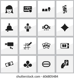 Set Of 16 Editable Business Icons. Includes Symbols Such As Rhombus, Knight, Shamrock And More. Can Be Used For Web, Mobile, UI And Infographic Design.