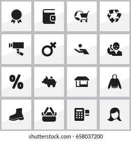 Set Of 16 Editable Business Icons. Includes Symbols Such As Boot, Guard Camera, Speech And More. Can Be Used For Web, Mobile, UI And Infographic Design.