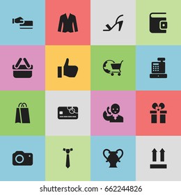Set Of 16 Editable Business Icons. Includes Symbols Such As Amphora, Speech, Disbursement And More. Can Be Used For Web, Mobile, UI And Infographic Design.