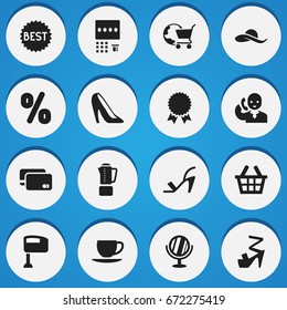 Set Of 16 Editable Business Icons. Includes Symbols Such As International Trade, Saucer, Speech And More. Can Be Used For Web, Mobile, UI And Infographic Design.