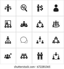 Set Of 16 Editable Business Icons. Includes Symbols Such As Staff Structure, Member, Team And More. Can Be Used For Web, Mobile, UI And Infographic Design.