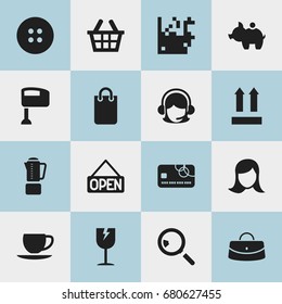 Set Of 16 Editable Business Icons. Includes Symbols Such As Research, Cracked Mug, Blend And More. Can Be Used For Web, Mobile, UI And Infographic Design.