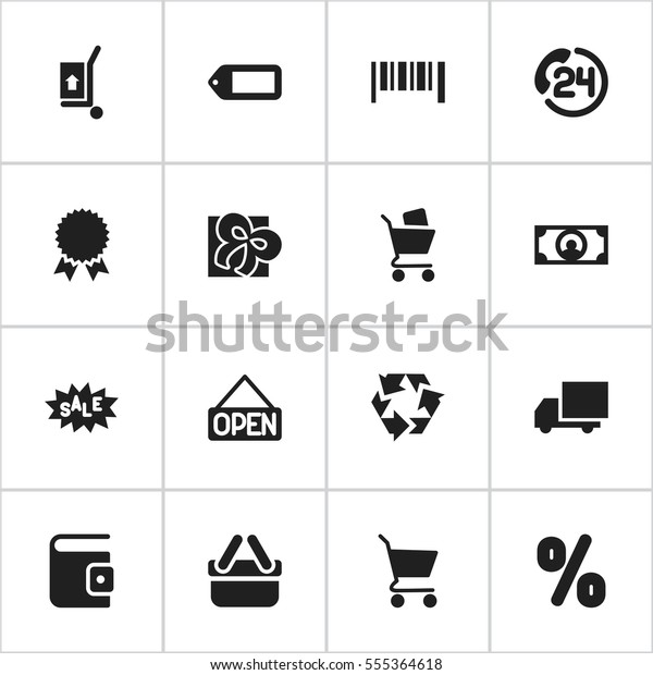 Set Of 16 Editable\
Business Icons. Includes Symbols Such As Freight Delivery, Shopping\
Bag, Discount Tag And More. Can Be Used For Web, Mobile, UI And\
Infographic Design.