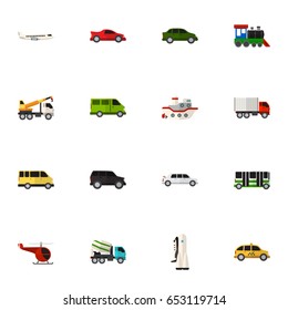 Set Of 16 Editable Car Icons. Includes Symbols Such As Wagon, Van, Cement Blender And More. Can Be Used For Web, Mobile, UI And Infographic Design.