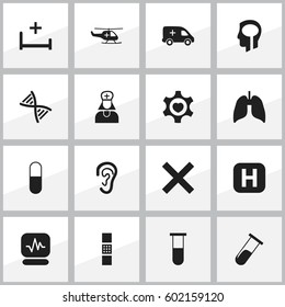 Set Of 16 Editable Care Icons. Includes Symbols Such As Hospital Assistant, Respiratory Organ, Drug And More. Can Be Used For Web, Mobile, UI And Infographic Design.