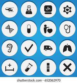 Set Of 16 Editable Care Icons. Includes Symbols Such As Genome, Heart, Respiratory Organ And More. Can Be Used For Web, Mobile, UI And Infographic Design.