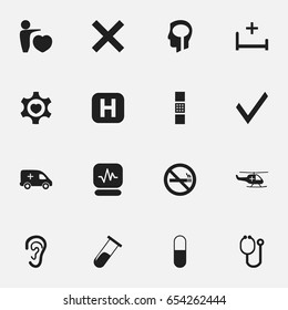 Set Of 16 Editable Care Icons. Includes Symbols Such As Medical Aviation, Mark, Doctor Tool And More. Can Be Used For Web, Mobile, UI And Infographic Design.