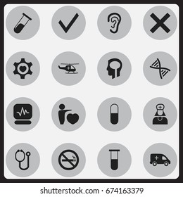 Set Of 16 Editable Care Icons. Includes Symbols Such As Hospital Assistant, Mark, Test Tube And More. Can Be Used For Web, Mobile, UI And Infographic Design.