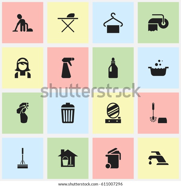 Set 16 Editable Cleanup Icons Includes Stock Vector Royalty Free 611007296 