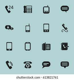 Set Of 16 Editable Communication Icons. Includes Symbols Such As Home Cellphone, 24 Hour Servicing, Address Notebook And More. Can Be Used For Web, Mobile, UI And Infographic Design.