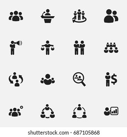 Set Of 16 Editable Community Icons. Includes Symbols Such As Group, Human Resouces, Agreement And More. Can Be Used For Web, Mobile, UI And Infographic Design.