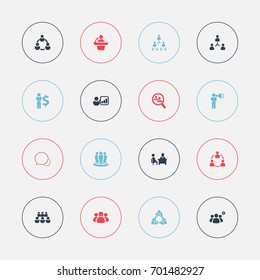 Set Of 16 Editable Community Icons. Includes Symbols Such As Command, Staff Structure, Human Resouces. Can Be Used For Web, Mobile, UI And Infographic Design.