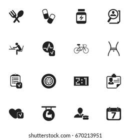 Set Of 16 Editable Complicated Icons. Includes Symbols Such As Identification, Result, Soul And More. Can Be Used For Web, Mobile, UI And Infographic Design.