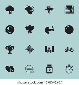 Set Of 16 Editable Complicated Icons. Includes Symbols Such As Drug, Delivery, Auto And More. Can Be Used For Web, Mobile, UI And Infographic Design.