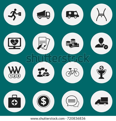 Set Of 16 Editable Complicated Icons. Includes Symbols Such As Heart Rhythm, File, Coins And More. Can Be Used For Web, Mobile, UI And Infographic Design.