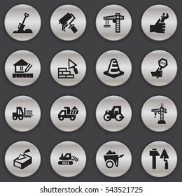 Set Of 16 Editable Construction Icons. Includes Symbols Such As Construction Tools, Lifting Equipment, Notice Object And More. Can Be Used For Web, Mobile, UI And Infographic Design.