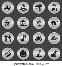 Set Of 16 Editable Construction Icons. Includes Symbols Such As Handcart , Employee , Construction Tools. Can Be Used For Web, Mobile, UI And Infographic Design.