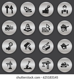 Set Of 16 Editable Construction Icons. Includes Symbols Such As Employee, Excavation Machine, Notice Object And More. Can Be Used For Web, Mobile, UI And Infographic Design.