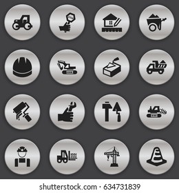 Set Of 16 Editable Construction Icons. Includes Symbols Such As Excavation Machine , Notice Object , Hands. Can Be Used For Web, Mobile, UI And Infographic Design.