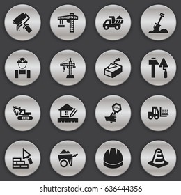 Set Of 16 Editable Construction Icons. Includes Symbols Such As Facing, Construction Tools, Oar And More. Can Be Used For Web, Mobile, UI And Infographic Design.