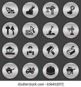 Set Of 16 Editable Construction Icons. Includes Symbols Such As Camion, Home Scheduling, Excavation Machine And More. Can Be Used For Web, Mobile, UI And Infographic Design.
