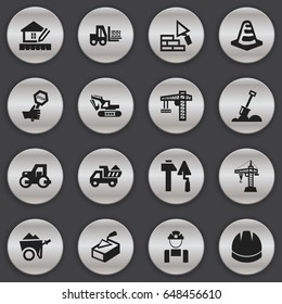 Set Of 16 Editable Construction Icons. Includes Symbols Such As Endurance, Notice Object, Lifting Equipment And More. Can Be Used For Web, Mobile, UI And Infographic Design.